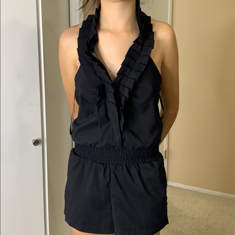 black romper with ruffle top